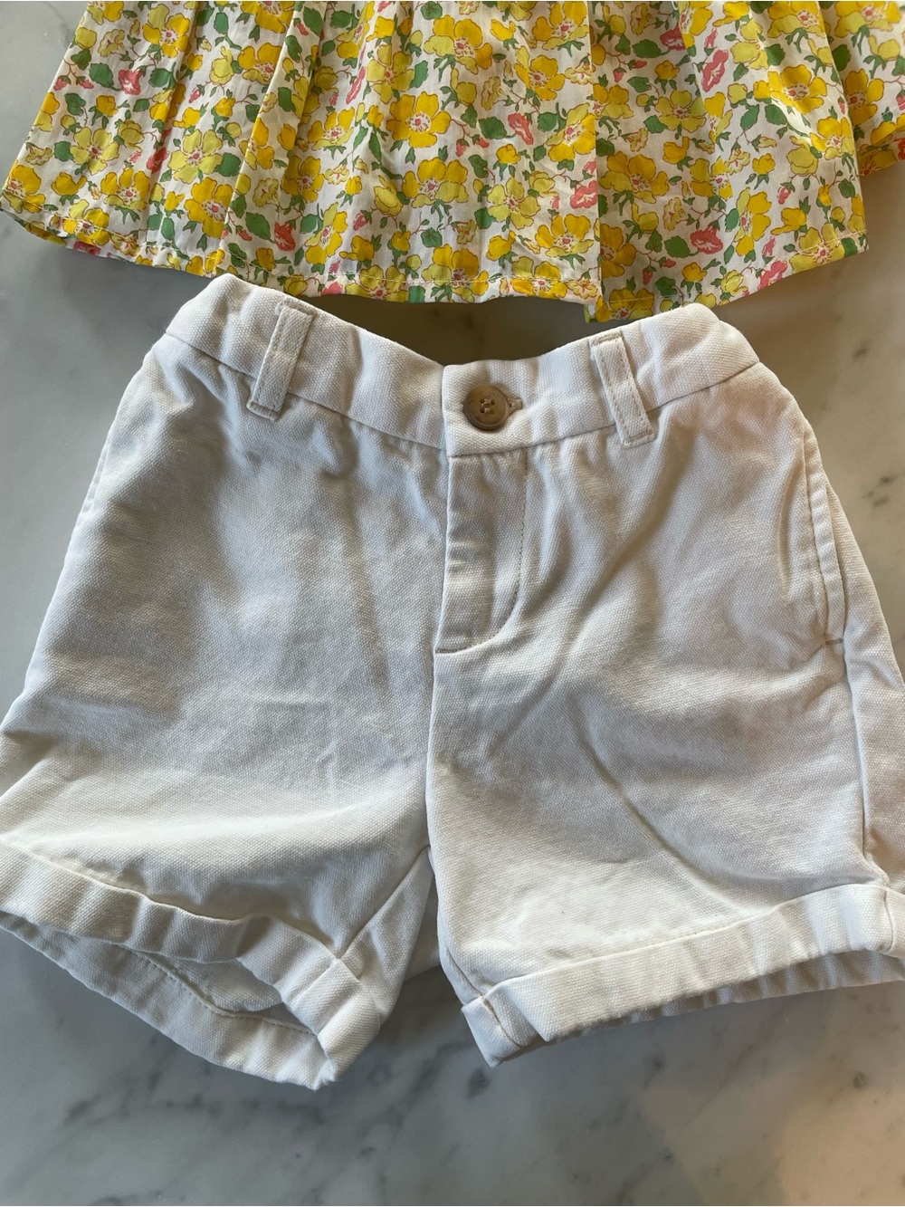 Bonpoint White Cotton Roll-Hem Shorts
